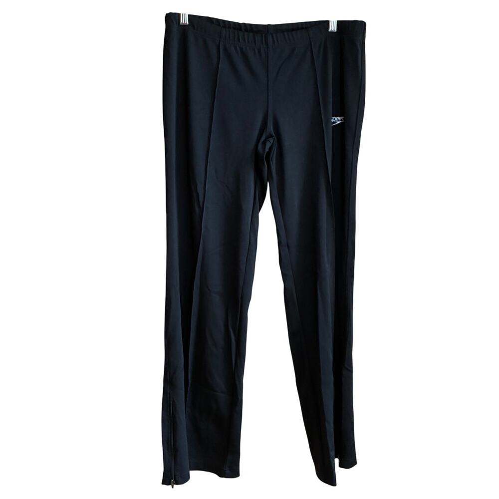 Speedo black trousers workout pants zip‎ legs nylon women's size medium athletic